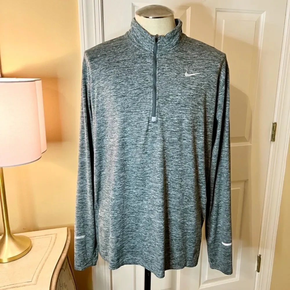 EUC Lot of 2 Men's Nike Dri-Fit Half Zip Pullover Shirts Blue & Green Size XL
